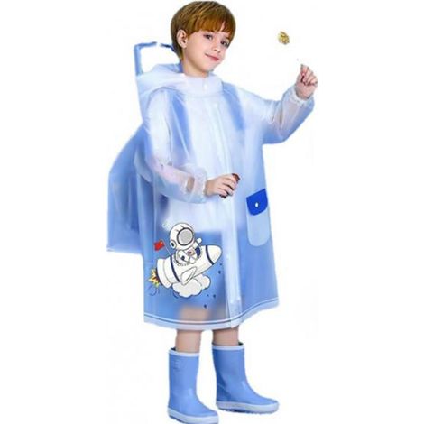 Imperméable Enfant EVA Rocket Astronaut Button Closure L 115‑125cm Imperméable Réutilisable avec Pochette Sac à Dos (1/5)