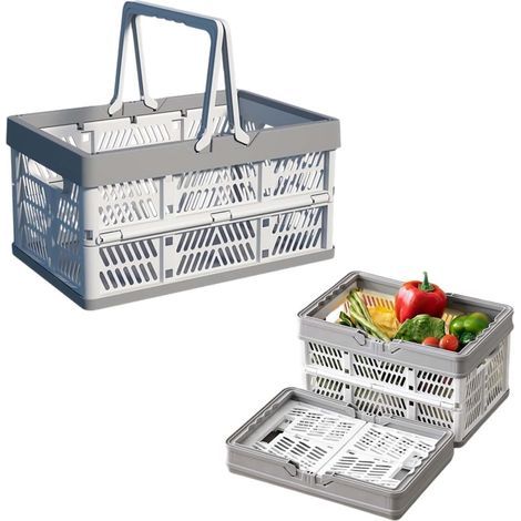 (30x20x16cm)2 pièces Caisse Rangement Pliables avec Poignée, Boîtes de Rangement Pliables Boîtes, Pliantes en Plastique pour Cuisine, pour le rangement à la maison, les collations, le camping, la sall (1/5)