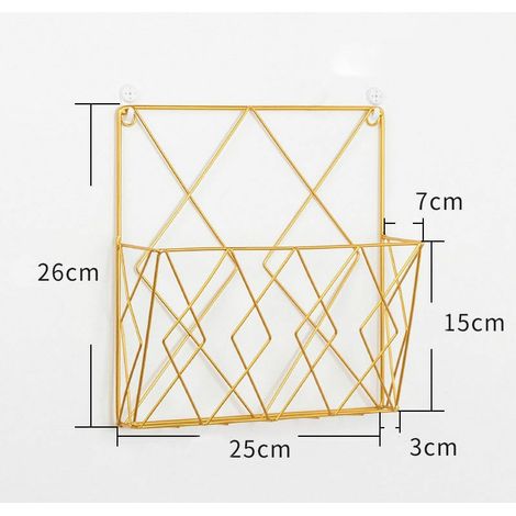 Ahlsen Revistero montado en la pared Estante para periódicos Estante para libros Estante de almacenamiento Cesta de metal de alambre de metal Oficina Sala de estar Dormitorio Archivador decorativo (do (1/5)