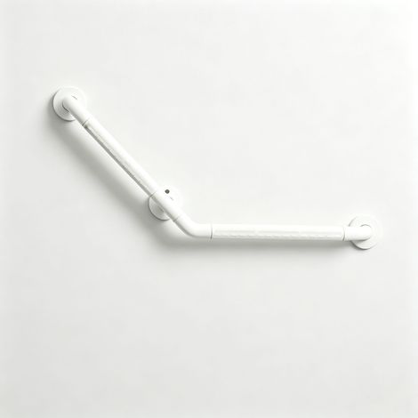 Barre d'appui coudée 135° 45x45 cm, 3 points fixation, ABS et acier inoxydable, antidérapante salle de bain toilettes