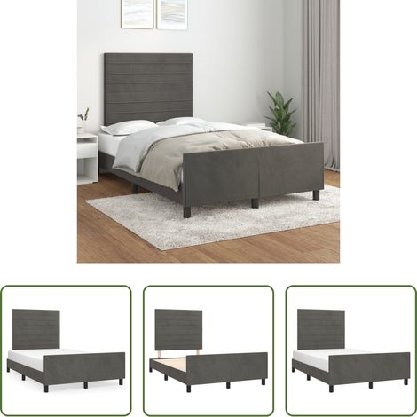 Kopfteil - Bettgestell ohne Matratze Dunkelgrau 120x190 cm Samt (1/5)