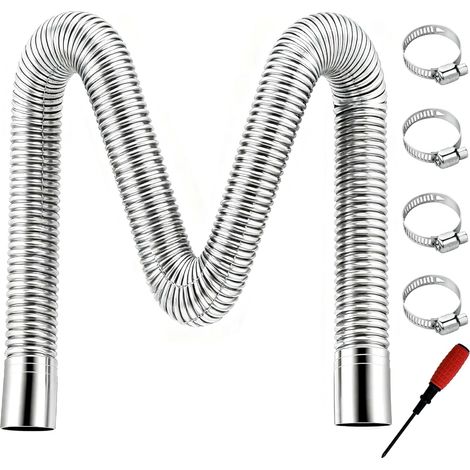 200cm Tuyau d'échappement, 25mm Portable Flexible Tuyau d'échappement en Acier Inoxydable, avec 4 pinces en acier inoxydable et outil de montage pratique, pour Chauffage Diesel Voiture (1/5)