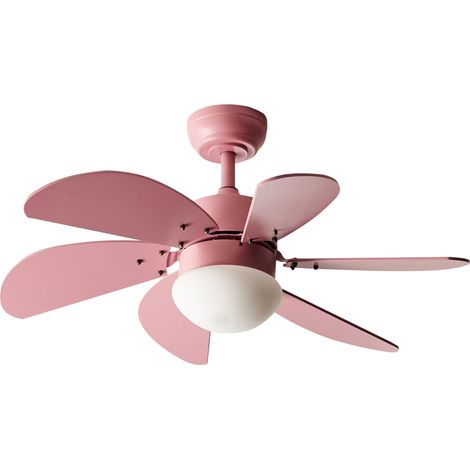 Ventilador de techo moderno con mando a distancia iluminación LED material sintético y madera contrachapada rosa Logar