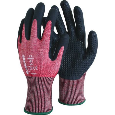 10 Guantes de caballero Paume recubiertos de nitrilo con espuma y picos T08