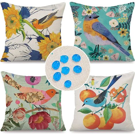 Lot de 4 taies d'oreiller imperméables 45x45 cm, housses de coussin décoratives pour canapé et extérieur, protège-coussins de jardin résistants à l'eau (housses uniquement) (1/4)