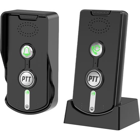 Intercomunicador portátil recargable de largo alcance (1000 m), 38 tonos de llamada e indicadores luminosos de estado, disponible en negro o blanco, con protección IP54 y batería de 1800 mAh, ideal pa (1/5)
