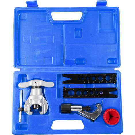 [JAMAIS UTILISÉ]Ensemble d'outils à évaser excentriques et coupe-tubes pour 6 matrices de 1/4 à 3/4 pouce. Kit d'outils à évaser pour CVC. Coupe-tubes excentrique robuste à 45 degrés pour tuyaux de 1/ (1/4)