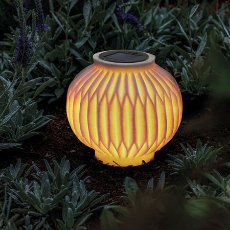 Solarlaterne Lampion außen wetterfest Ibiza Sandsteinoptik Solarlampe hängend Balkondeko Terrassendeko LED Gartenbeleuchtung Camping-Zubehör outdoor BBQ 2700K H=15cm 102670 (1/7)