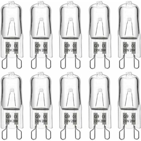 Ampoule Halogene G9 28W 230V, 370LM 2700K Blanc Chaud Dimmable, G9 Ampoules Capsule, pour Lustres, Lampes de Paysage, Appliques Murales,Lot de 10