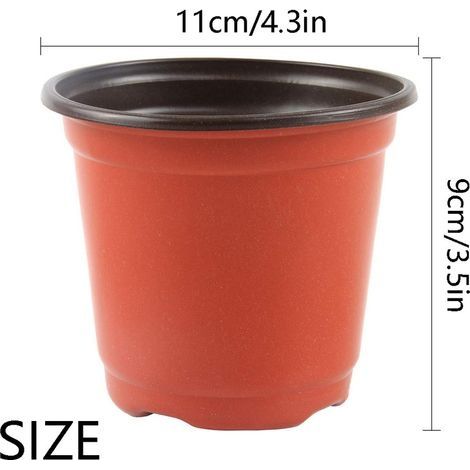 100 Stück 11 cm Blumentöpfe, Anzuchttöpfe für draußen, Pflanztöpfe aus Kunststoff, Umpflanztöpfe, Anzuchttöpfe für drinnen – Rotbraun (1/4)