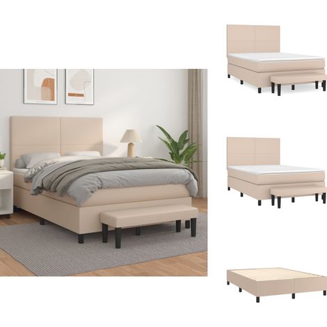 Sommier à lattes de lit avec matelas Cappuccino 140x200 cm - Lit Plateforme - Lit Capitonné - Lit Design - Literie - Chambre À Coucher (1/5)
