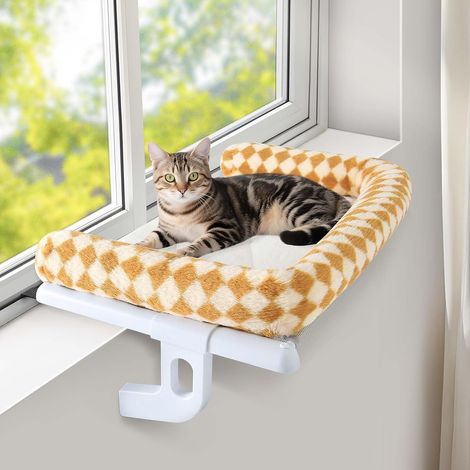 1 Hamac Pour Chat Fenêtre Radiateur Balcon Robuste Jusqu'à 18kg 63x38cm Marron (1/5)