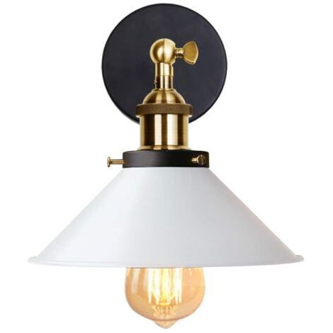 royaluxe- Applique Murale En Fer Et Métal Applique Murale Rétro Lampe Murale Vintage Pour Chambre Bar Café Blanc 22CM