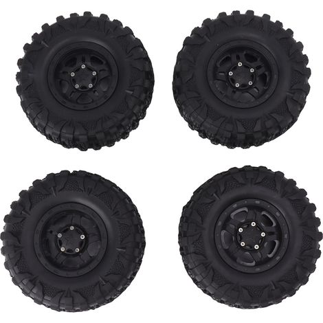 4 pneus RC 2,2 pouces noirs en caoutchouc, montage facile, résistants à l'usure, avec jante plastique pour roues hexagonales 12 mm de voiture RC (1/5)
