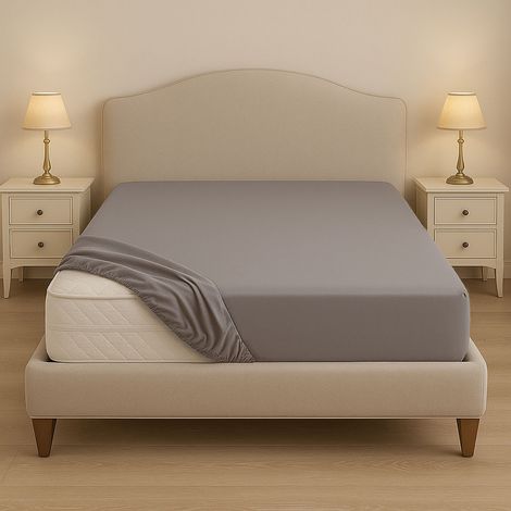 Lenzuolo sotto su misura in cotone 100% – Con angoli elastici per letti fuori misura – Made in Italy Grigio Piombo