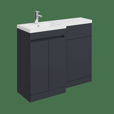 Balterley Tean 1000mm Floor Standing Compact Unit with Left Hand Polymarble Basin - Dark Grey