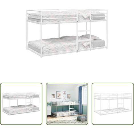 vidaXL Stahlbett - Etagenbett ohne Matratze Weiß 75x190 cm Stahl (1/5)
