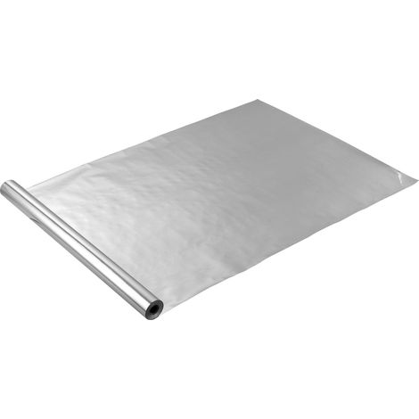 Mophorn Rotolo isolante riflettente doppio, barriera radiante in tessuto perforato, spessore 0,15 mm, dimensioni 76,2 m x 1,22 m, scudo termico riflettente in alluminio su entrambi i lati (1/5)