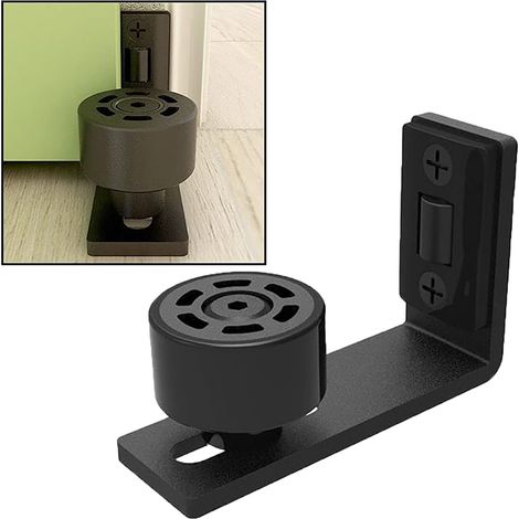 1 article de guide-sol réglable pour portail coulissant, rail de porte coulissante, 2 portes (pas de rainure sur la porte, pas de perçage du sol)