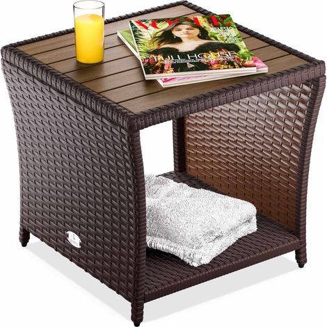 Beistelltisch Aus Polyrattan Braun 45 X 45 X 40 Cm