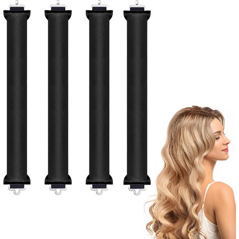 Bigoudis Sans Chaleur [4 Pièces] Boudin Cheveux Pour La Nuit, Bigoudis Pour Tous Les Types De Cheveux [Noir]