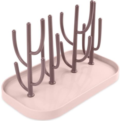 Égouttoir à Biberon,Egoutte-biberons Arbre avec Bac à Eau Amovible pour Biberon,Couverts,Tétines Gobelets(Rose) (1/5)