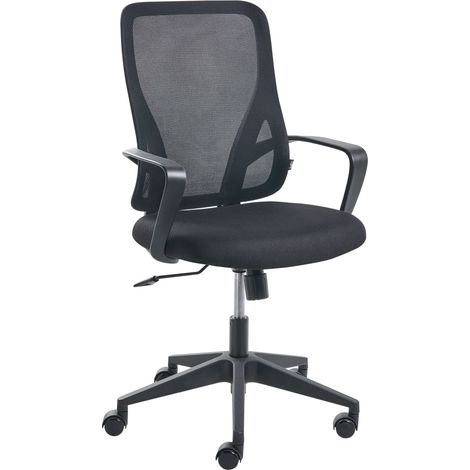 Sedia da scrivania da ufficio girevole altezza regolabile schienale reclinabile rivestimento in rete nero Luma (1/5)