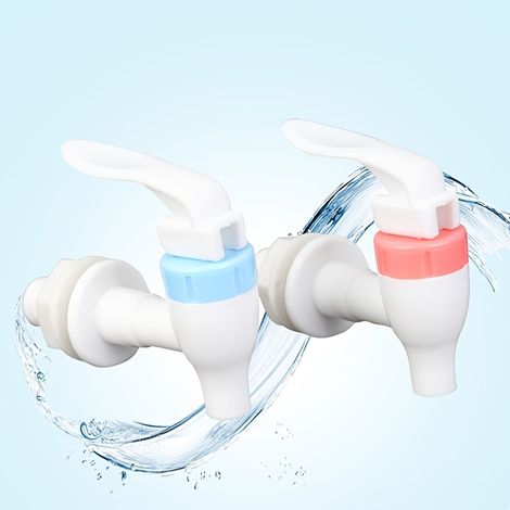 Lot de 2 robinets de remplacement universels pour distributeur d'eau, robinet pressant anti-fuite pour refroidisseur d'eau, soupape à tuyau, couleur codée pour eau chaude et froide, installation sans (1/4)