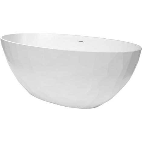 Swiss Aqua Technologies Bañera exenta de isla Meda 167x82,3 cm en mármol fundido 309L, blanco (SATME1670):