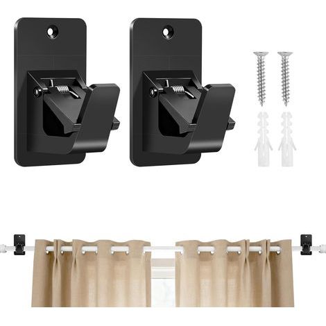 Lot de 2 Supports de Tringle à Rideaux Auto-Adhésifs sans Perçage en ABS – Fixation Extra Solide pour Salle de Bain, Cuisine et Salon – Résistants et Durables