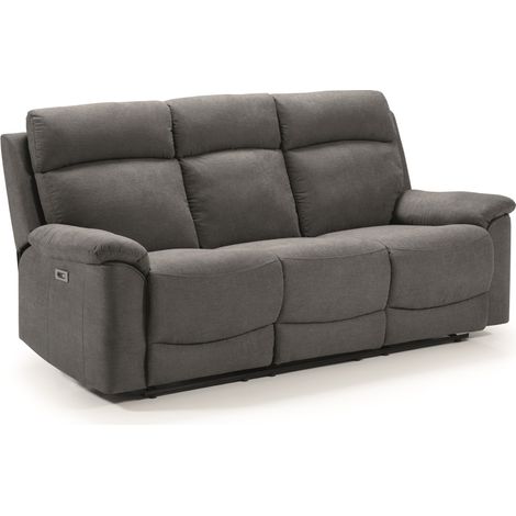 Ensemble canapé de 3 places relax électrique + canapé de 2 places fixes en tissu couleur Gris foncé (1/5)