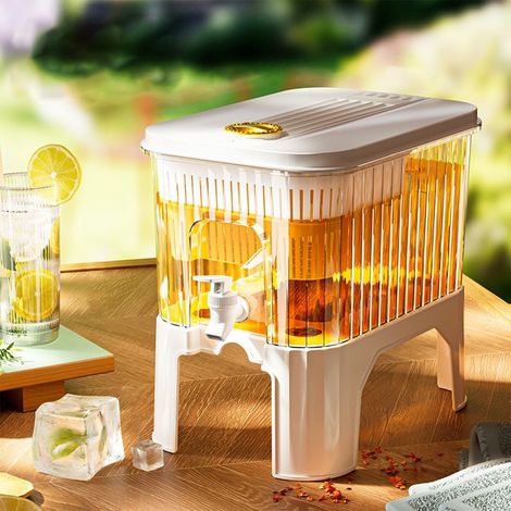 Carafe Réfrigérateur 5 L - Robinet Intégré - Filtre à Fruits - Grille à Glace - Blanc (1/5)