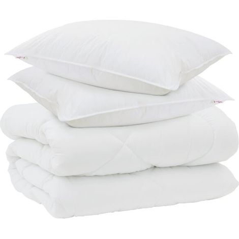 Ensemble couette et oreiller d'hiver (3 pièces), microfibre blanche (1/5)
