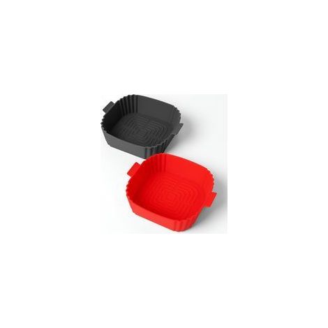 Stampo in silicone generico per friggitrice ad aria, set da 2, 22 x 22,5 x 5,5 cm, protegge la friggitrice ad aria, previene gli schizzi, facile da pulire, le scanalature sul fondo consentono una faci