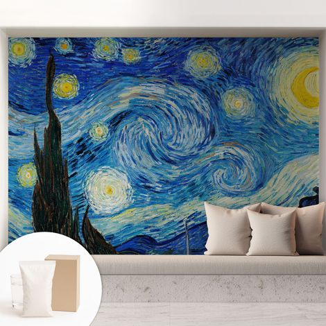 Papier peint intissé pour salon chambre à coucher peint imprimé Installation facile - Colle incluse gratuite Ciel nocturne 208x146 cm (1/5)