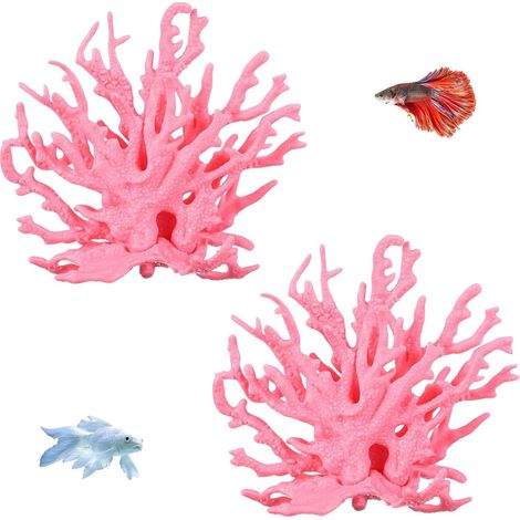 2 Pièces Rose Décoration Aquarium Corail, Plantes pour Aquarium Réalistes (1/5)