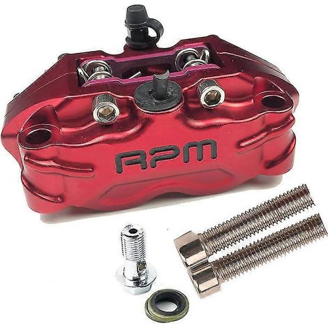 Étrier de frein moto 4 pistons 220-200 mm universel, fixation radiale 82 mm pour moto tout-terrain/pitbike Dio PCX125 LTZ400 - Rouge (1/5)