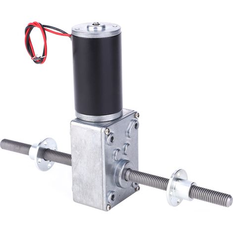 Moteur à engrenage à vis sans fin double arbre coaxial filetage M8 réducteur 2435 avec bride 24V rapport de réduction 50 (1/3)