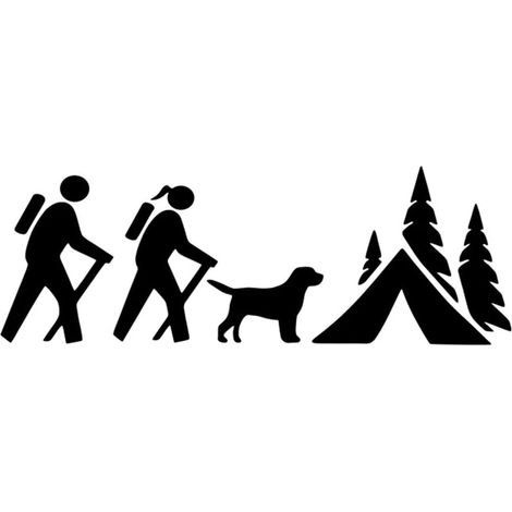 Stand out with a pair of hiker and dog stickers for your camping tent or car. (1/2)