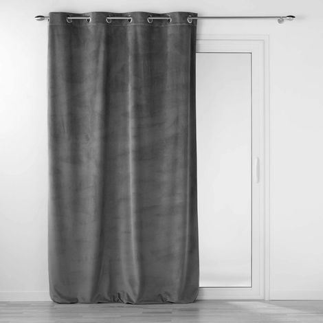 Rideau d'ameublement en velours reliefé Gris 140x260 cm (1/4)