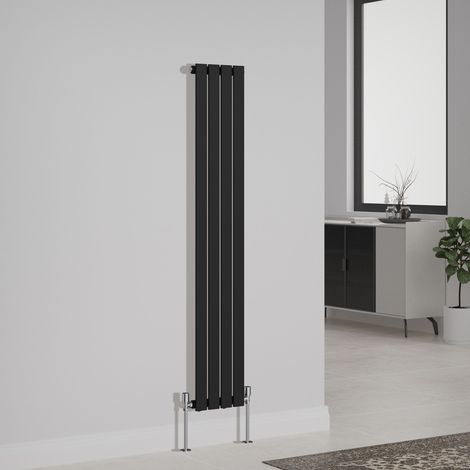 Designer Radiator Flat Panel Central Heating Rads Vertical Single 1600x272mm Black (1/3)