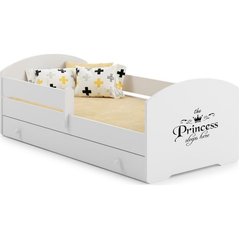 Lit d'enfant LUK avec tiroir et barreau 70x140 Princesse