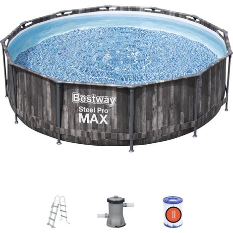 Frame Pool Komplett-Set Bestway Hydrium 366x100 cm Rund mit Kartuschenfilter 2.006 L/H Sicherheitsleiter (1/10)