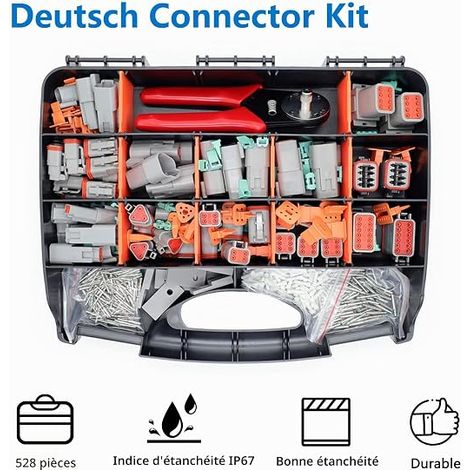 Kit de connecteurs Deutsch, ensemble de connecteurs électriques automobiles pour série Deutsch DT, pince à sertir les bornes Deutsch, connecteurs mécaniques étanches (1/4)