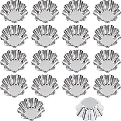 Set di 18 stampi per tortine all'uovo e muffin, in acciaio inossidabile riutilizzabili, adatti anche per preparare budini, torte, biscotti e muffin. (1/5)