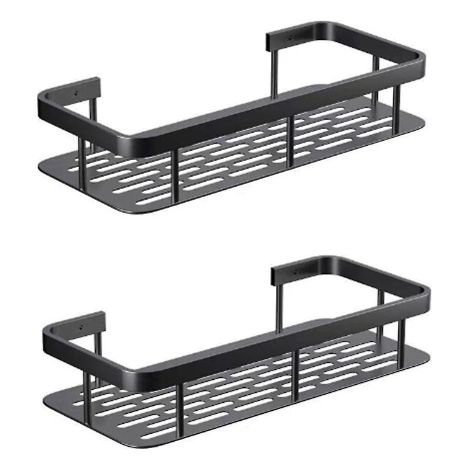 Lot de 2 étagères de salle de bain sans perçage, étagère d'angle murale, support de rangement pour douche, console et rangement pour maquillage de toilette (1/5)