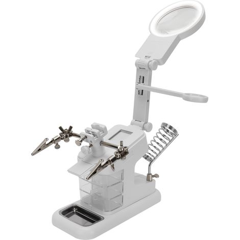 Loupe de bureau mains libres à LED pour la lecture, l'inspection, la soudure et la réparation (blanche) (1/5)