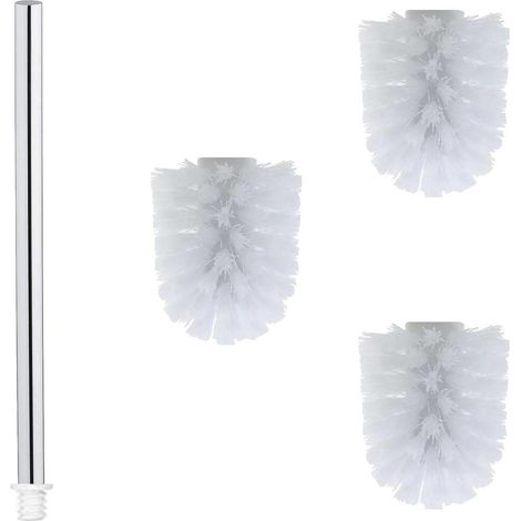 Brosse WC INOX de 3 têtes de Brosse WC de 7 cm de diamètre + 1 poignée en Acier Inoxydable 304 de 25.5 cm - Interchangeable et Durable (Blanc) (1/4)