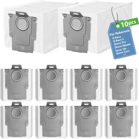 10 Stück Staubbeutel für Roborock QV 35A/35S/Saros 10/10R/Qrevo Maste/Qrevo Curv/Qrevo S5V/Q Revo/Qrevo S/Qrevo Pro/Qrevo Slim/Qrevo Edge/S8 MaxV Ultra,Kompatibel Ersatz Zubehör Staubsaugerbeutel (1/5)