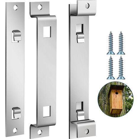 Lot de 2 Supports de Fixation en Acier Inoxydable pour Nichoirs et Cabanes à Oiseaux, avec Vis, Installation Facile sur Arbres et Murs (1/5)